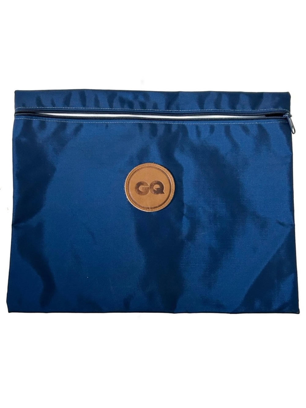 Vintage GQ Gentleman's Quarterly Dark Blue Navy Toiletry Travel Bag Zipper Brown